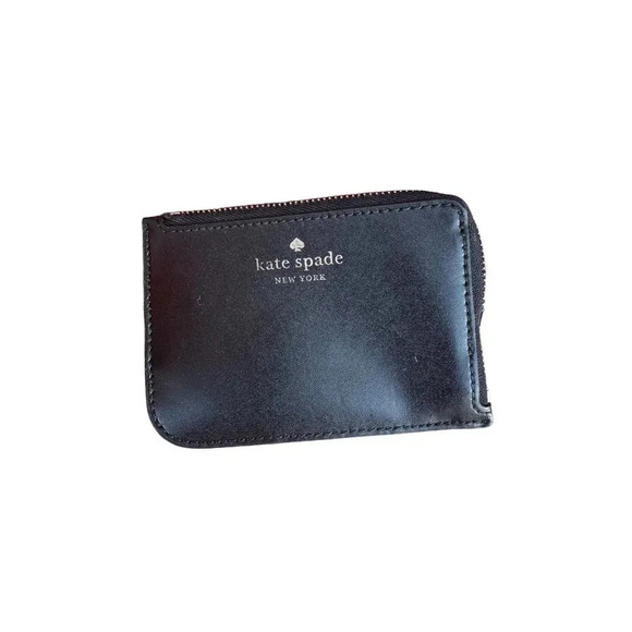 Kate Spade Black Kerri L Zip Card Holder Key Ring Leather Wallet Size Medium - Picture 1 of 5